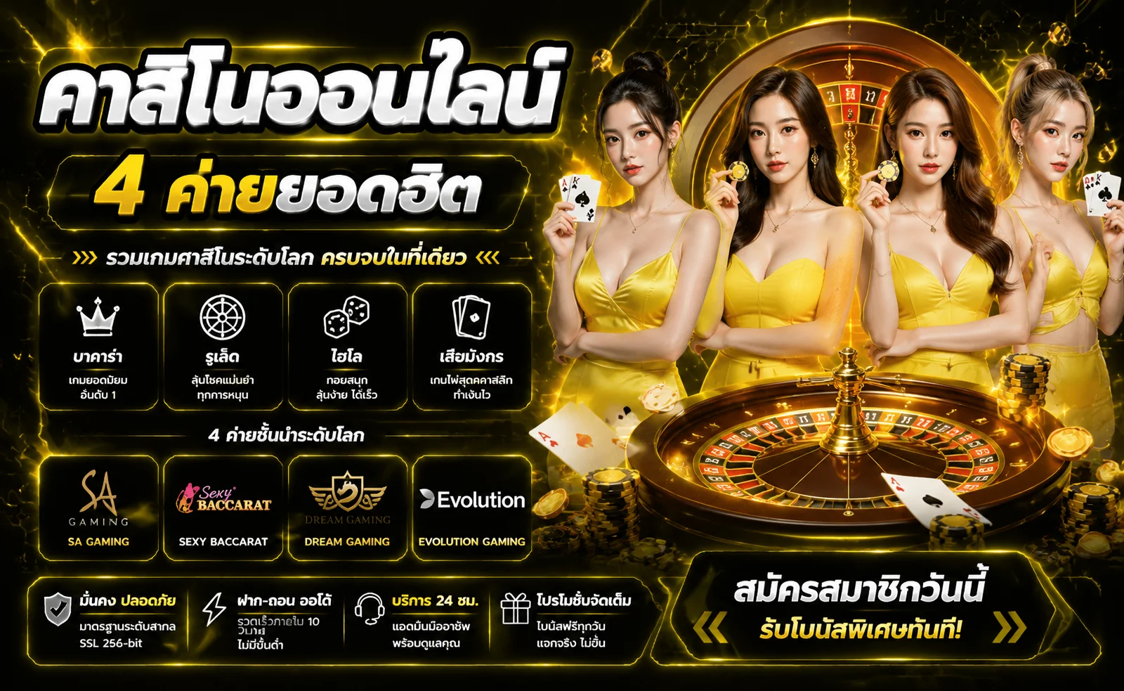 Allday24 คาสิโนออนไลน์ บาคาร่าสดถ่ายทอดสดจากค่ายดัง